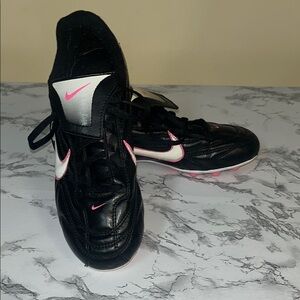 Nike Black and Pink Soccer Cleats
